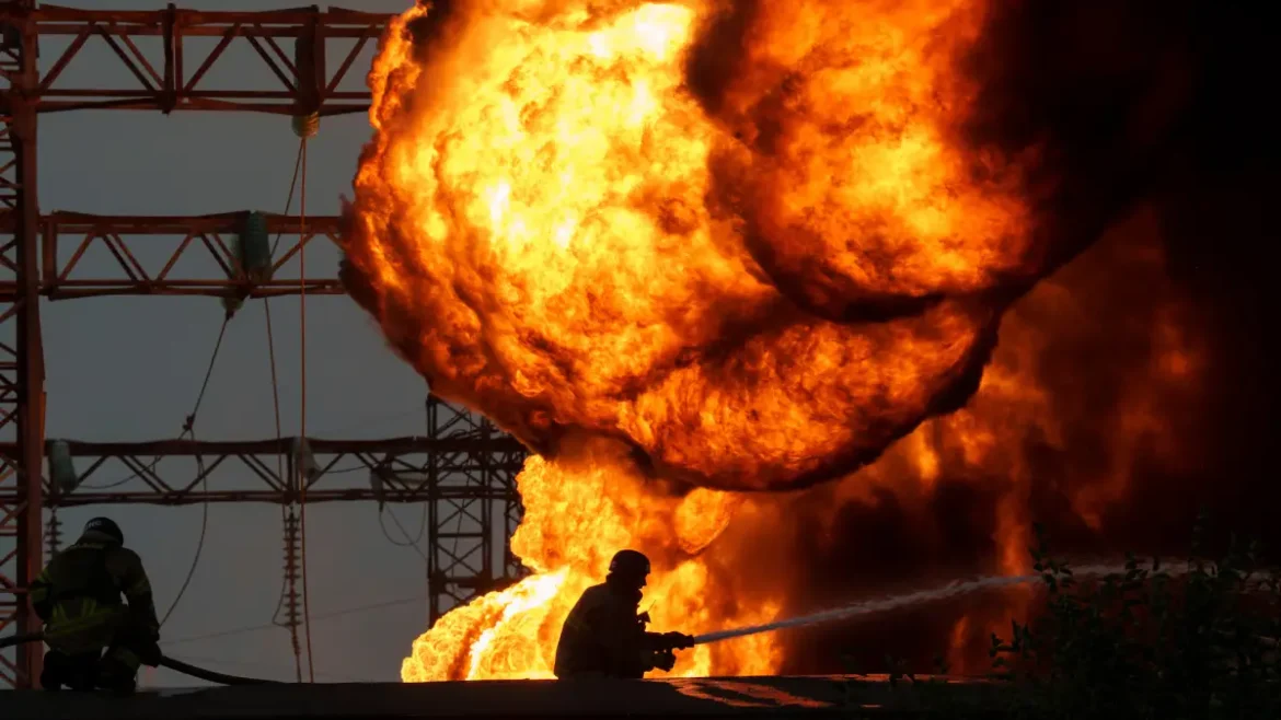 Emergency crews respond after Russian air strike hits Kyiv, causing casualties and fires